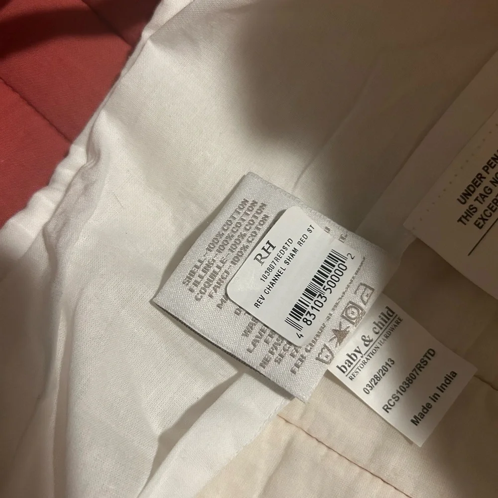 Restoration Hardware Quilted Red and White Reversible Shams NEW
